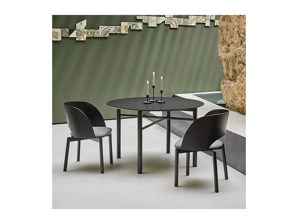 Junco - Table à manger 4 personnes ronde en bois - Couleur - Noir