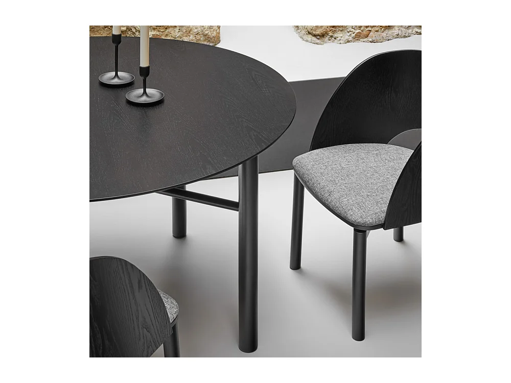 Junco - Table à manger 4 personnes ronde en bois - Couleur - Noir