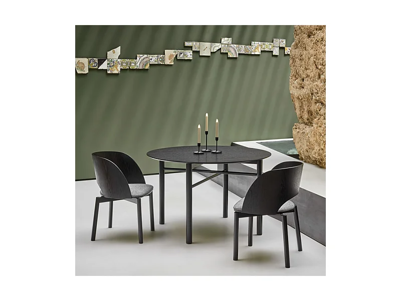 Junco - Table à manger 4 personnes ronde en bois - Couleur - Noir