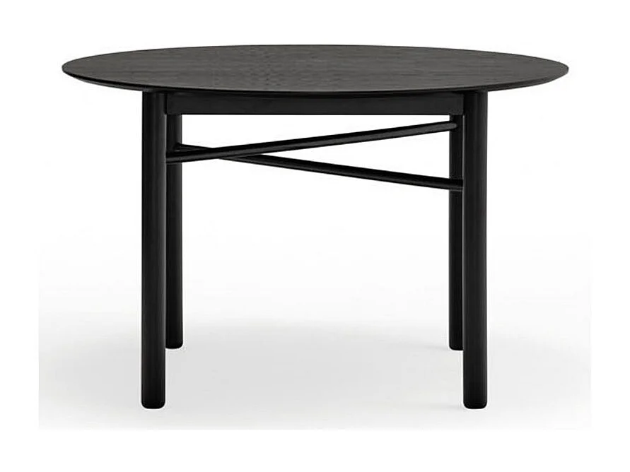 Mesa de 4 lugares em madeira pintada de preto Ø120 cm