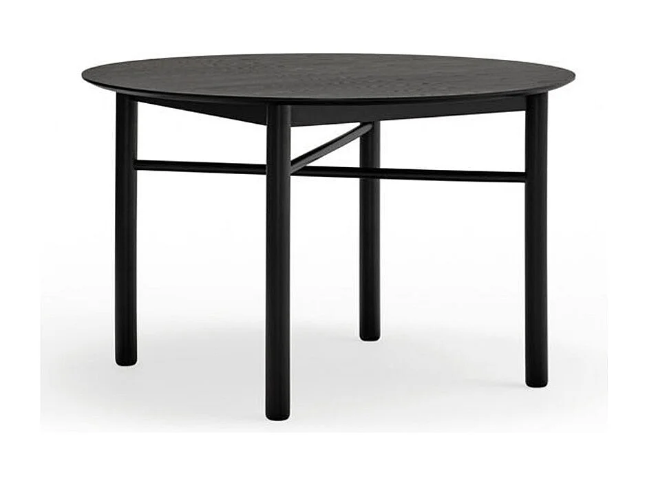 Mesa de 4 lugares em madeira pintada de preto Ø120 cm