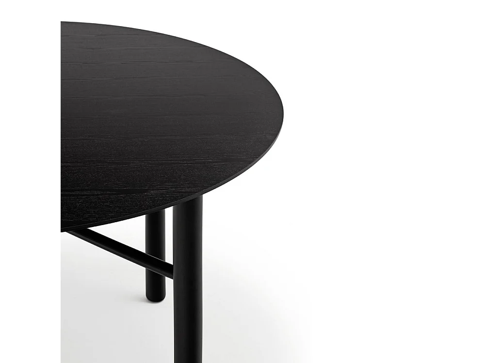 Mesa de 4 lugares em madeira pintada de preto Ø120 cm