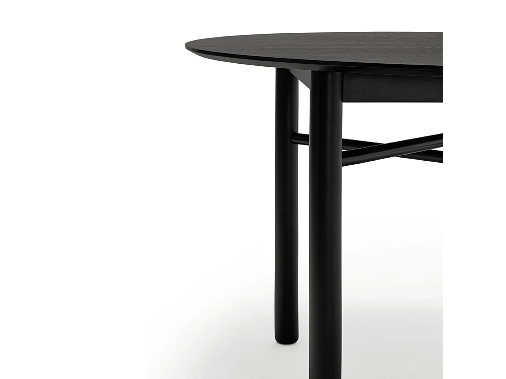 Mesa de 4 lugares em madeira pintada de preto Ø120 cm