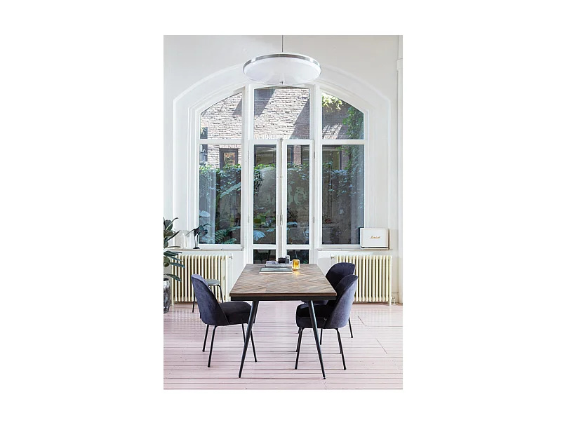 RHOMBIC - Table de repas en teck recyclé et métal