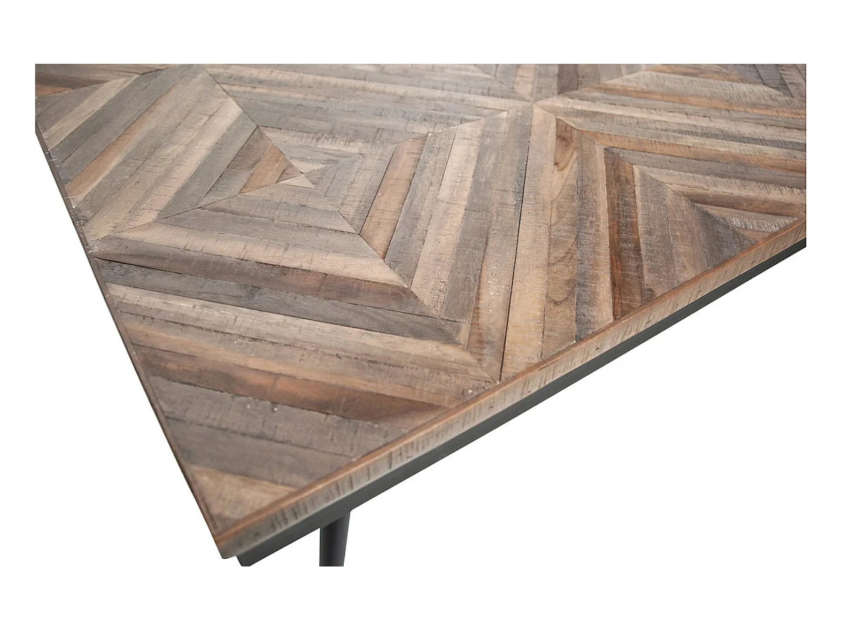 RHOMBIC - Table de repas en teck recyclé et métal