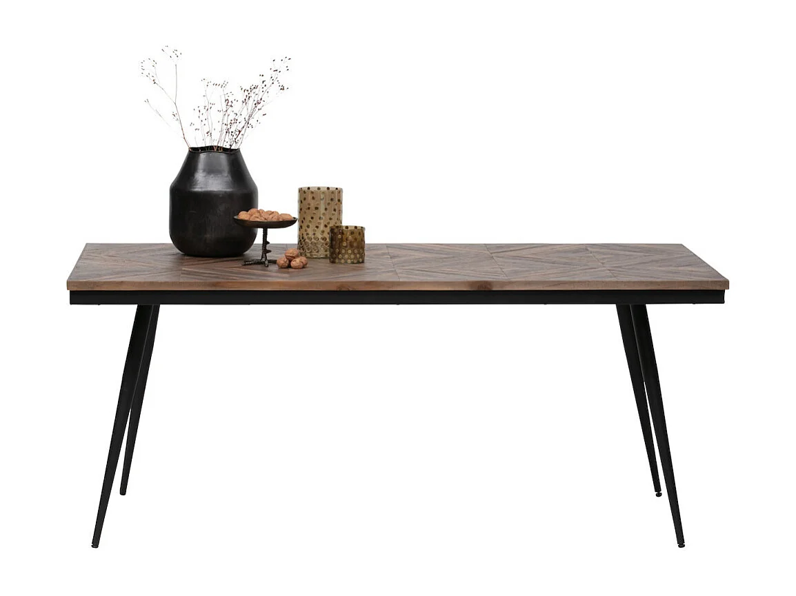 RHOMBIC - Table de repas en teck recyclé et métal