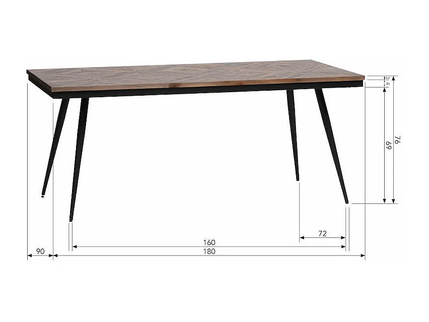 RHOMBIC - Table de repas en teck recyclé et métal