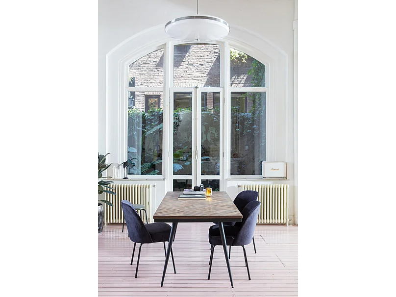 RHOMBIC - Table de repas en teck recyclé et métal