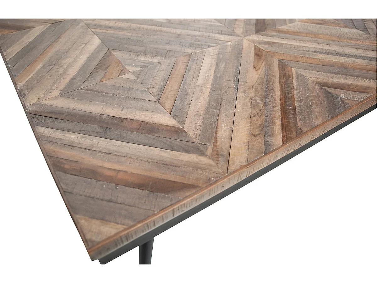 RHOMBIC - Table de repas en teck recyclé et métal