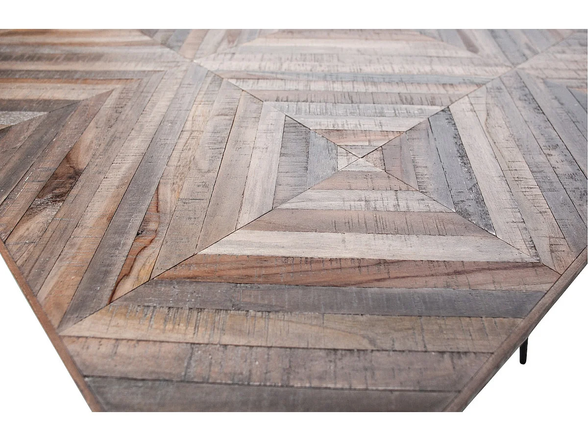 RHOMBIC - Table de repas en teck recyclé et métal