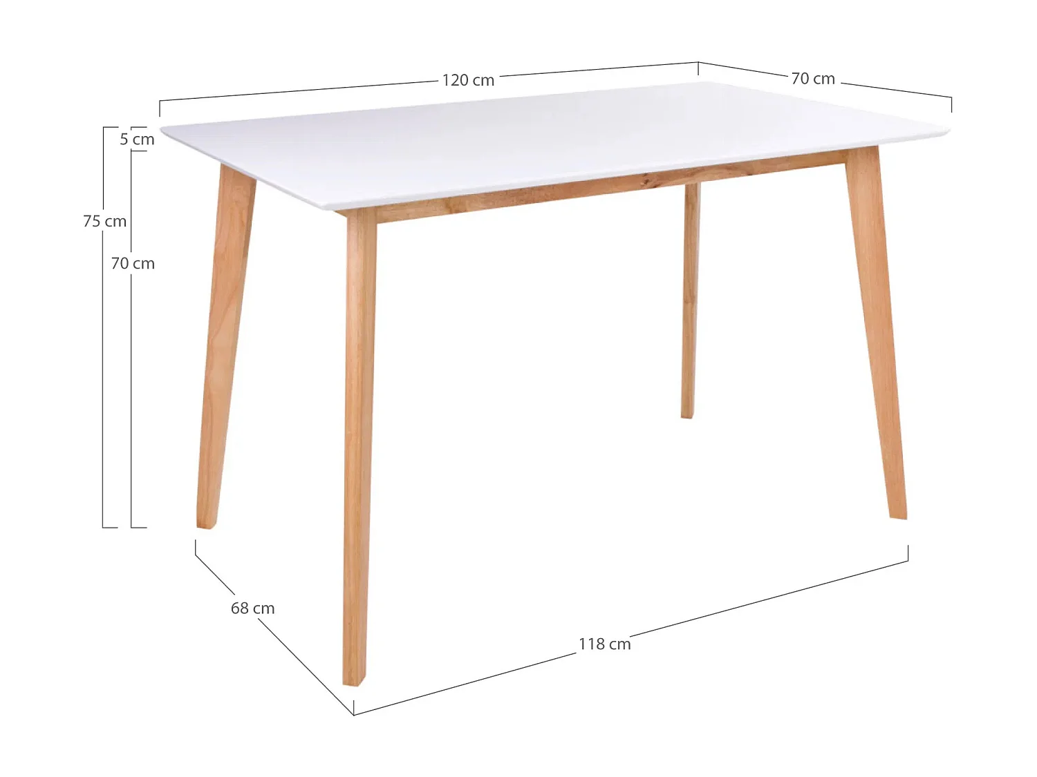 Kary rechthoekige witte massief grenen eettafel-Kleur Zwart