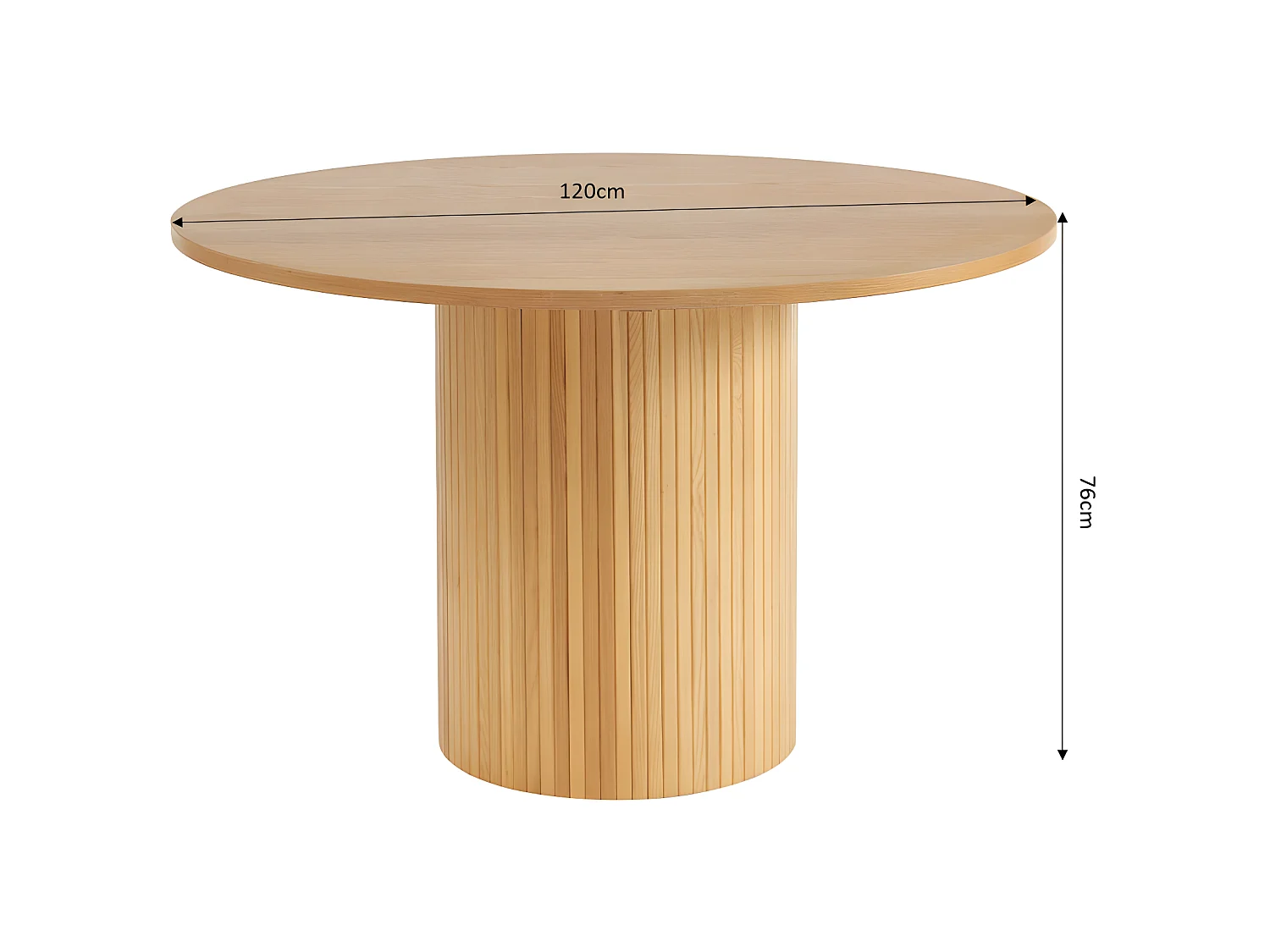 Mati - Table à manger 4 personnes ronde en bois - Bois clair