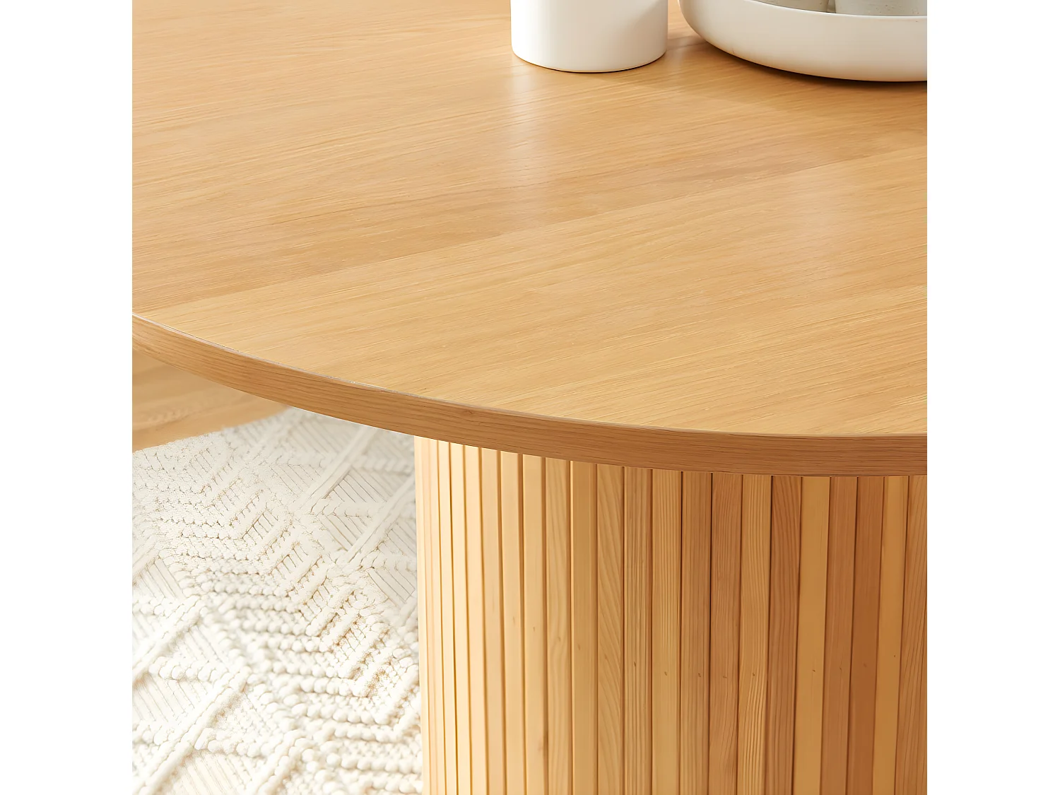 Mati - Table à manger 4 personnes ronde en bois - Bois clair