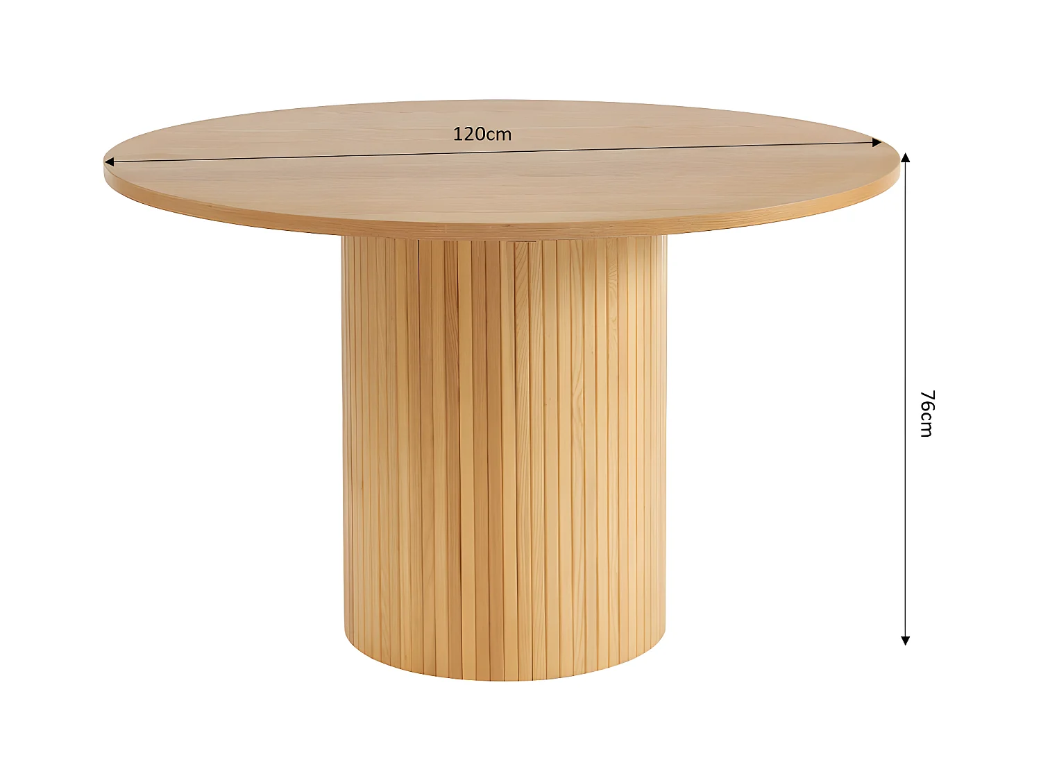 Mati - Table à manger 4 personnes ronde en bois - Bois clair