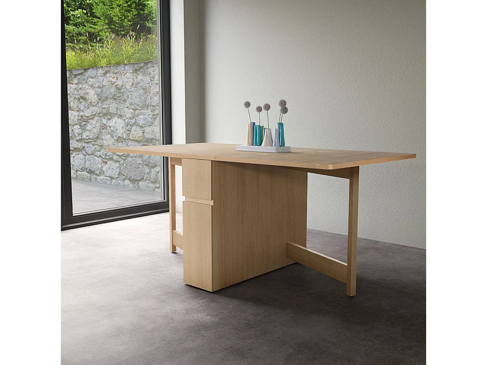Kungla - Table à manger pliable 2 personnes en bois - Bois clair
