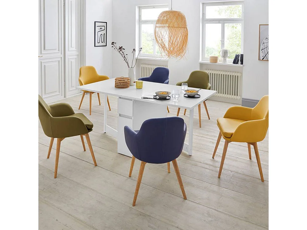 Kungla - Table à manger pliable 2 personnes en bois - Blanc