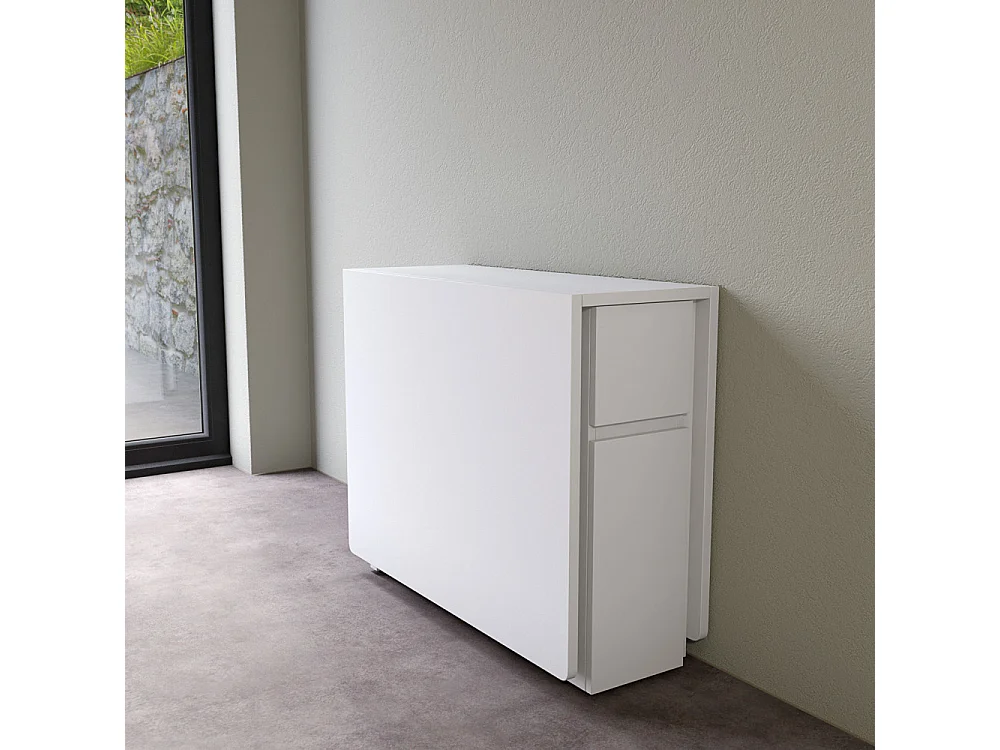 Kungla - Table à manger pliable 2 personnes en bois - Blanc