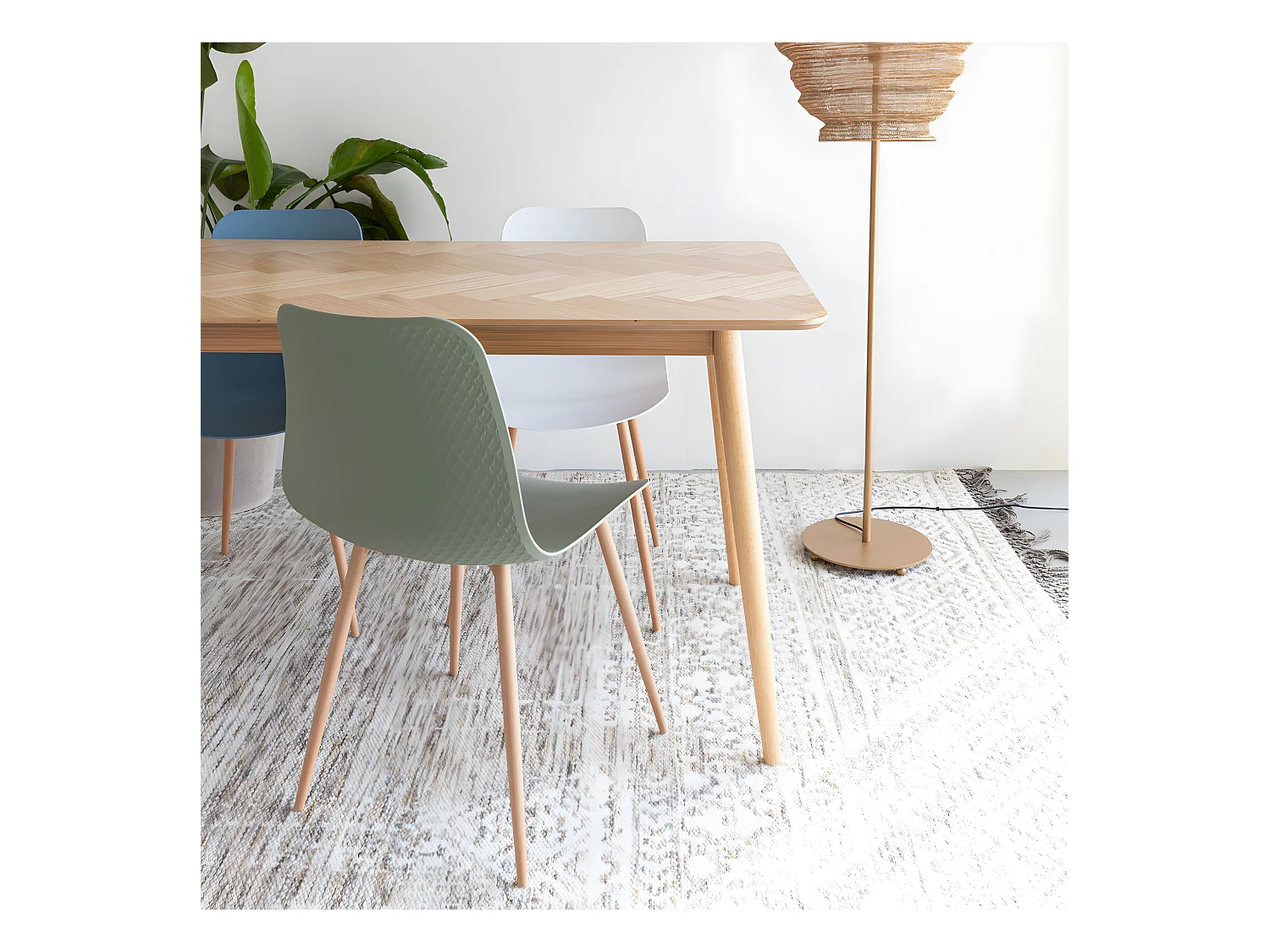 Fabio - Table à manger 6 personnes en bois - Bois clair