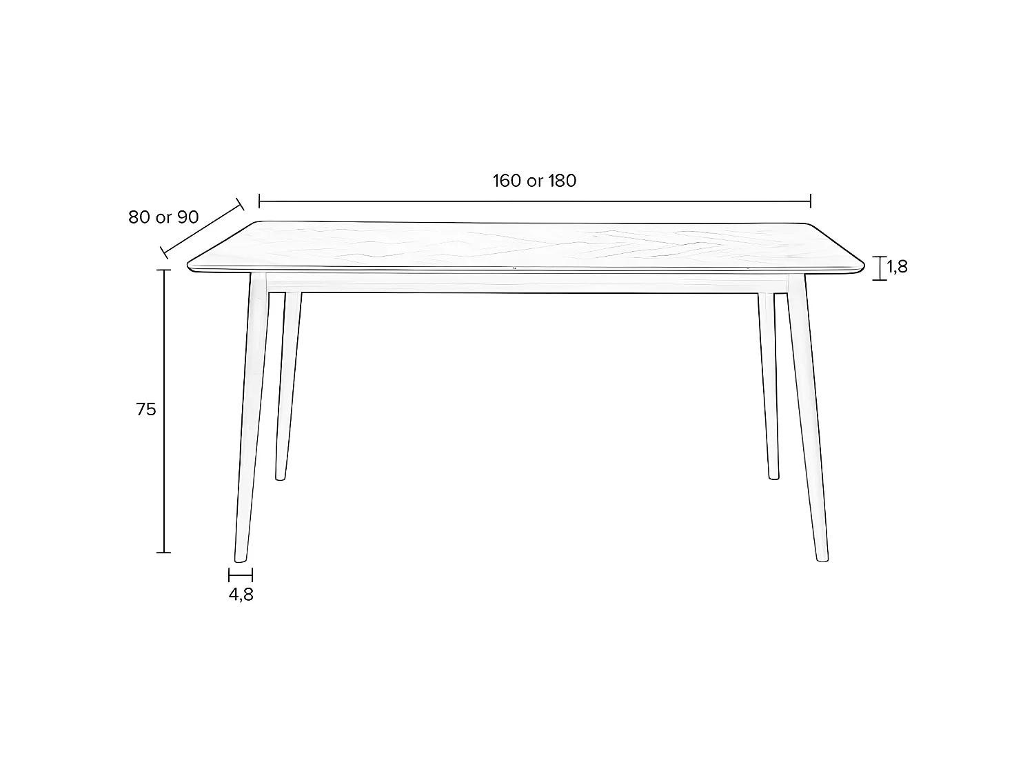 Fabio - Table à manger 6 personnes en bois - Bois clair