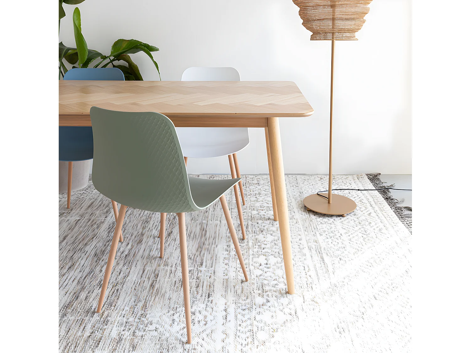 Fabio - Table à manger 6 personnes en bois - Bois clair