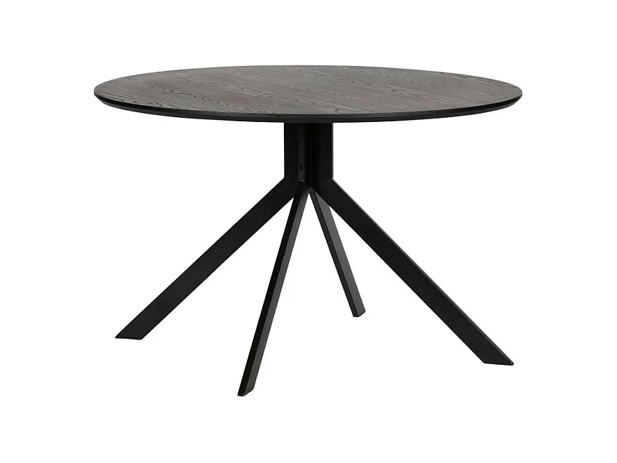Bruno - Table à manger 4 personnes ronde en bois et métal - Couleur - Noir
