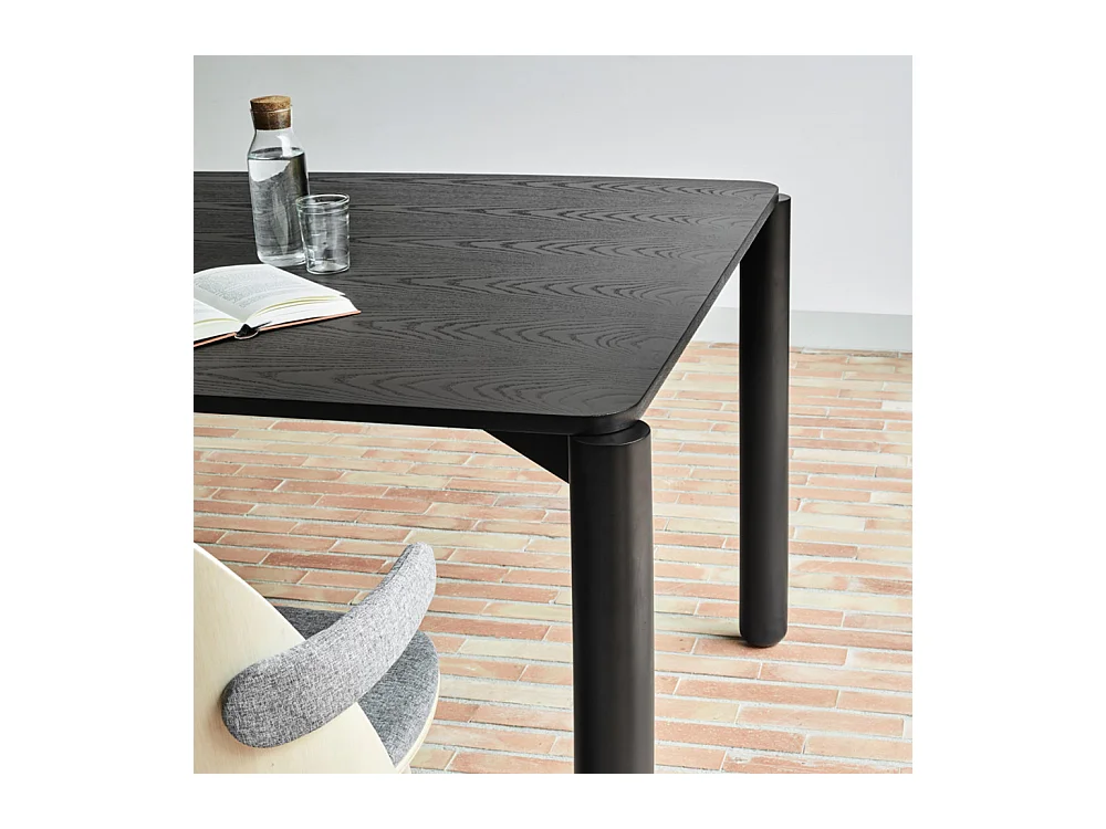 Schwarzer Holztisch für 6 Personen, 180 x 100 cm