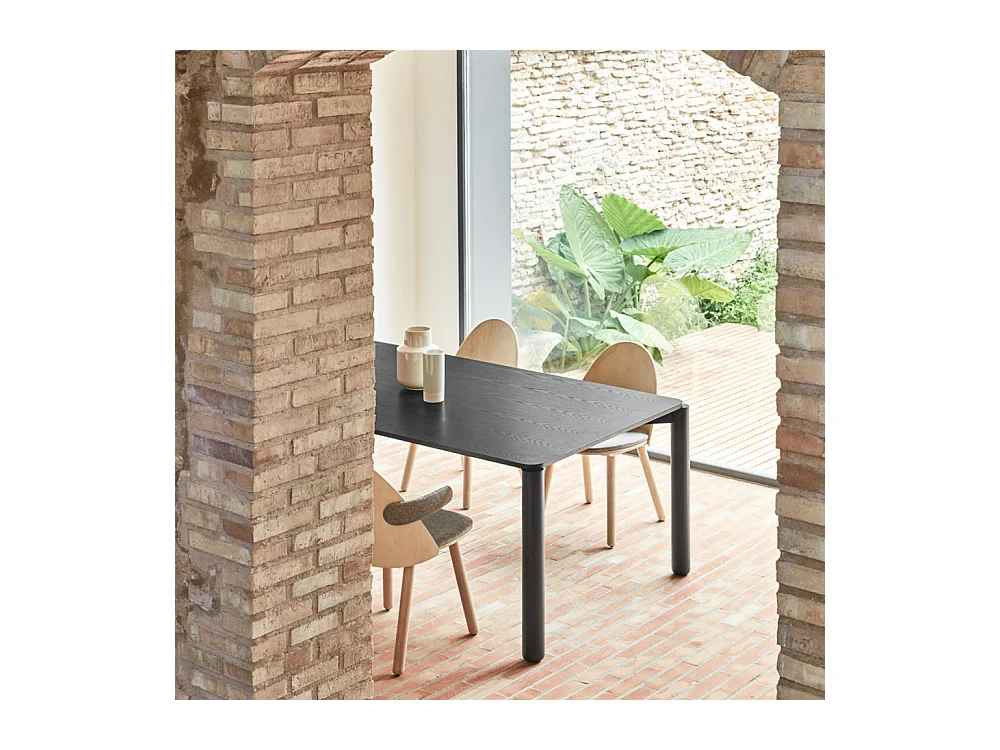 Schwarzer Holztisch für 6 Personen, 180 x 100 cm