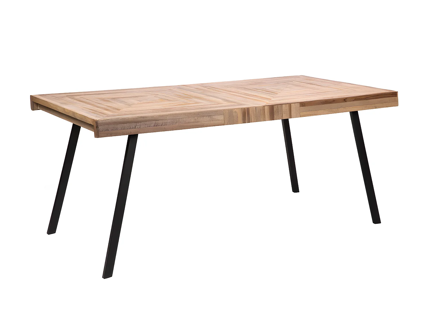 Pamenang - Table à manger 8 personnes en métal et teck recyclé 180x90cm - Bois