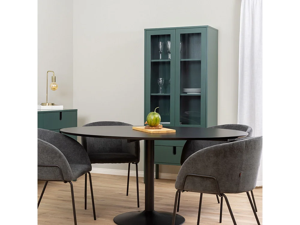 Taco elipse - Table à manger 6 personnes ovale en bois - Noir