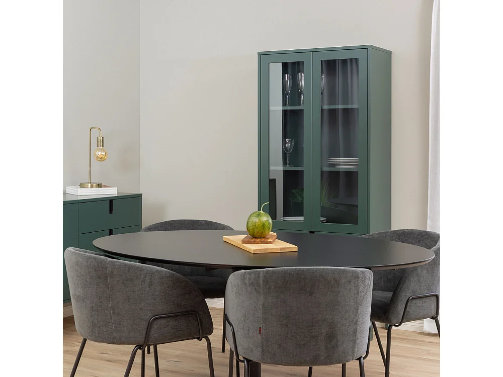 Taco elipse - Table à manger 6 personnes ovale en bois - Noir