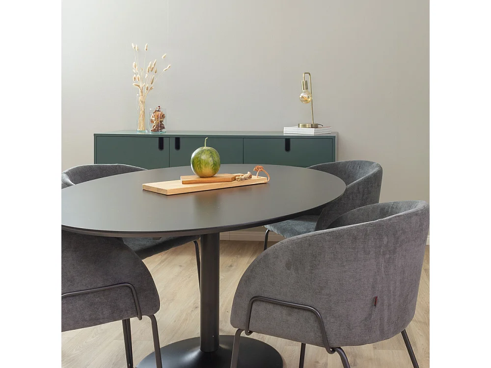 Taco elipse - Table à manger 6 personnes ovale en bois - Noir