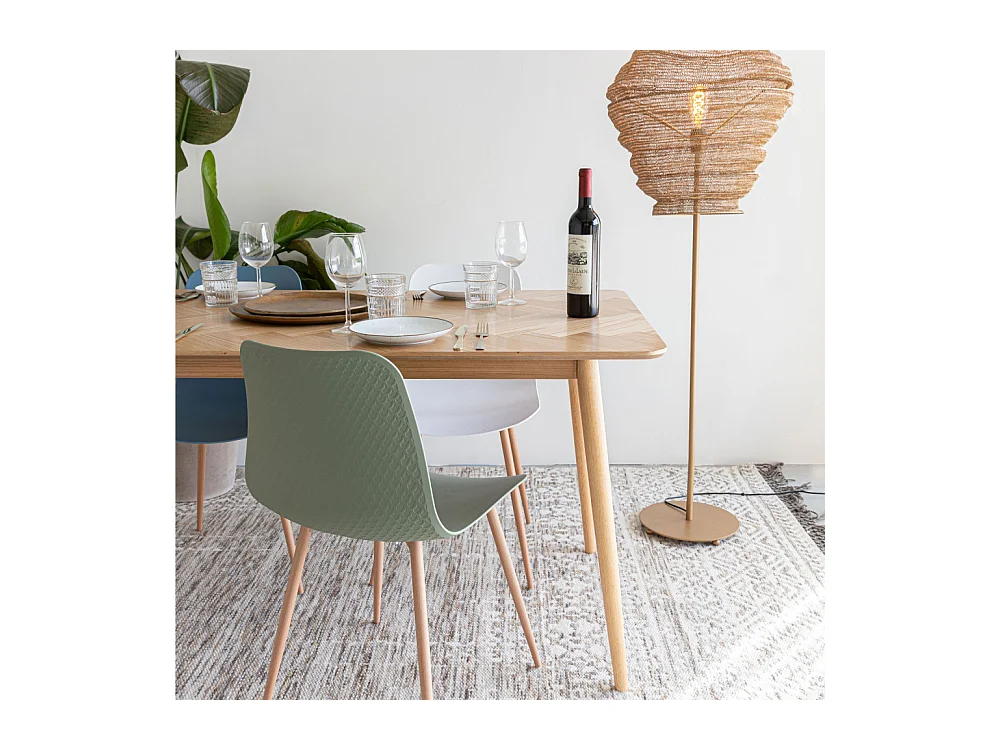 Fabio - Table à manger 8 personnes en bois - Bois clair