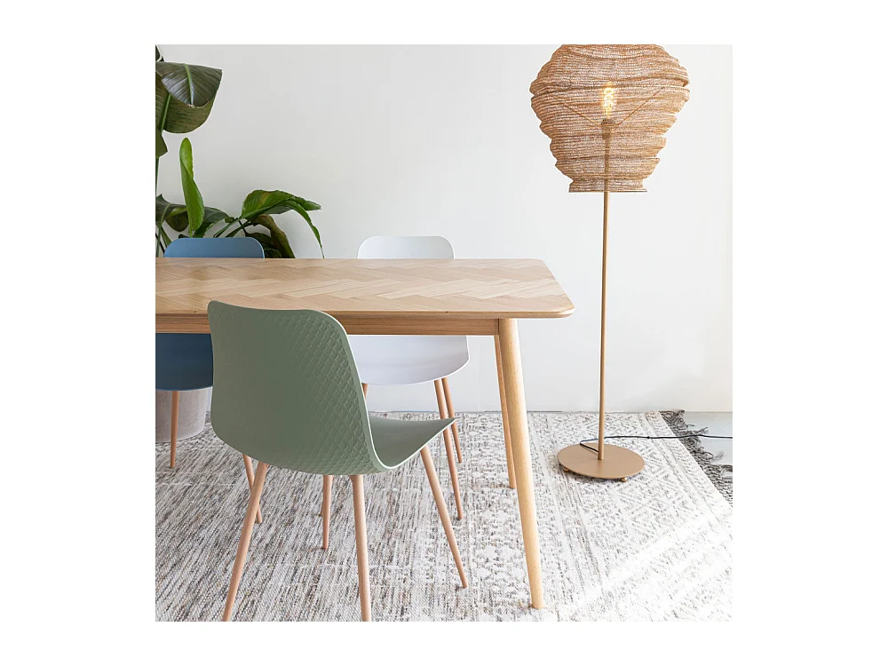 Fabio - Table à manger 8 personnes en bois - Bois clair