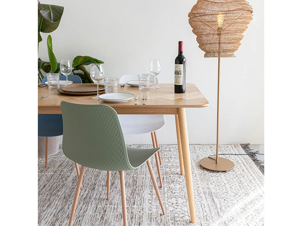 Fabio - Table à manger 8 personnes en bois - Bois clair