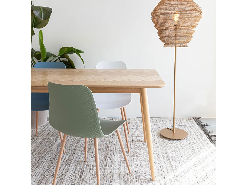 Fabio - Table à manger 8 personnes en bois - Bois clair