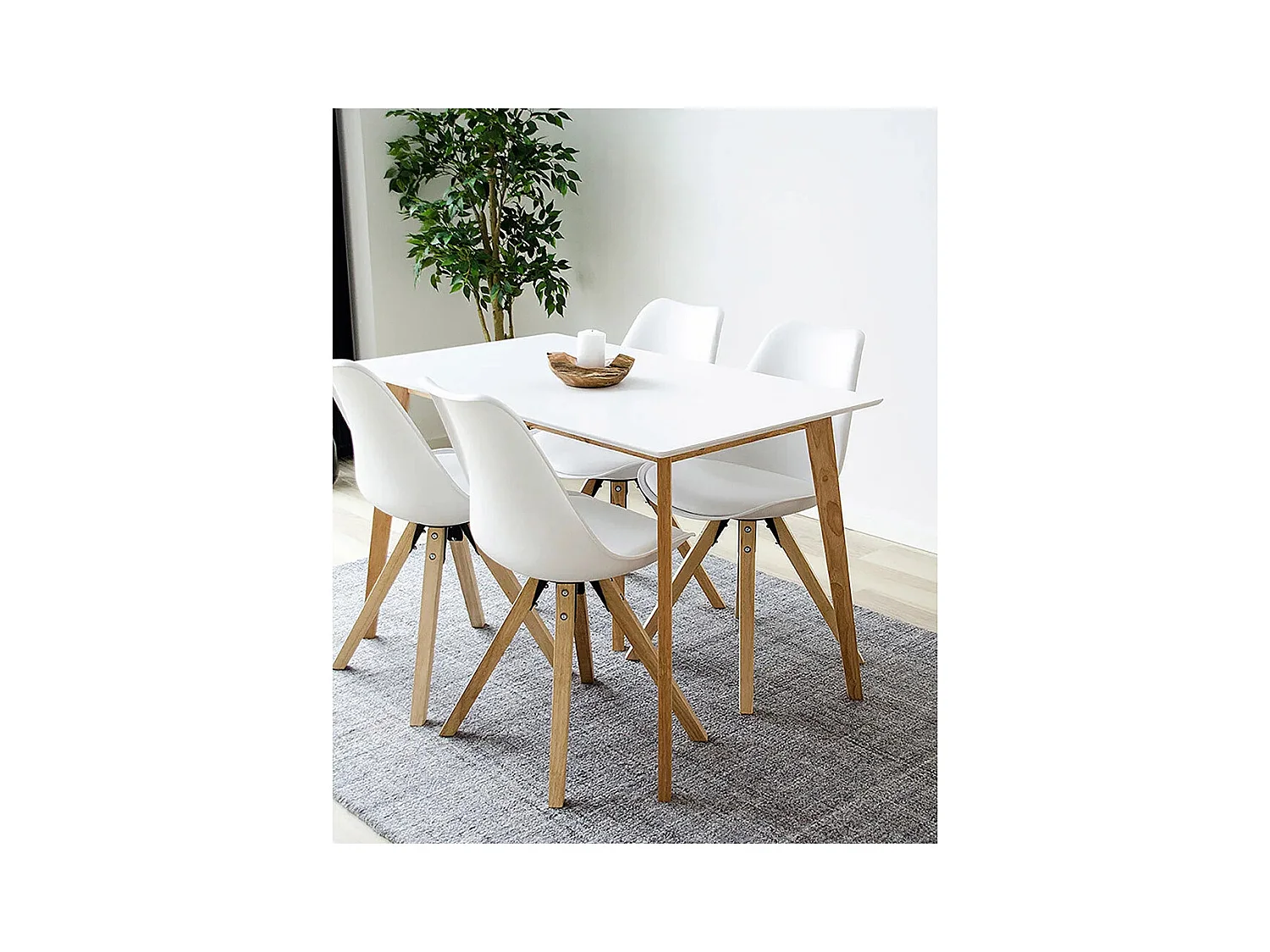 Table de salle à manger VOJENS – Style scandinave et format compact-Blanc