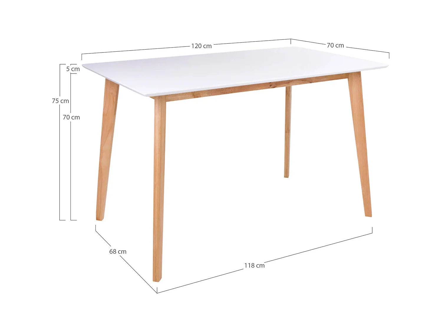 Table de salle à manger VOJENS – Style scandinave et format compact-Blanc