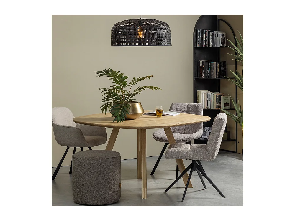 Tablo - Table à manger de forme organique en bois 130x130cm - Couleur - Bois clair