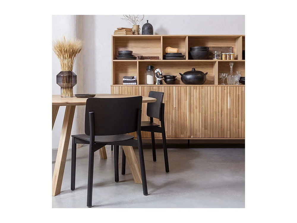 Tablo - Table à manger de forme organique en bois 130x130cm - Couleur - Bois clair