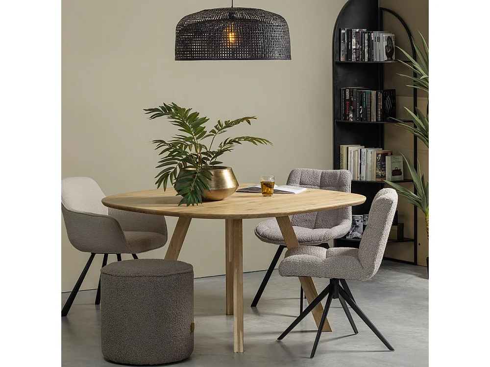 Tablo - Table à manger de forme organique en bois 130x130cm - Couleur - Bois clair