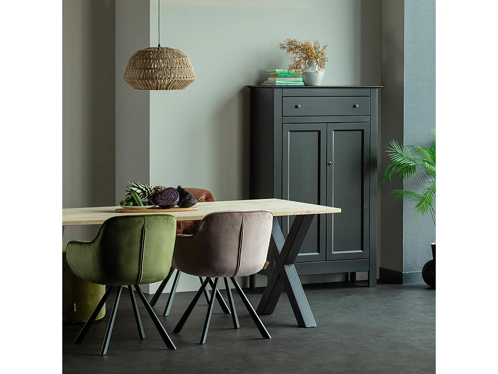 Eva - Buffet haut vintage pin massif - Noir