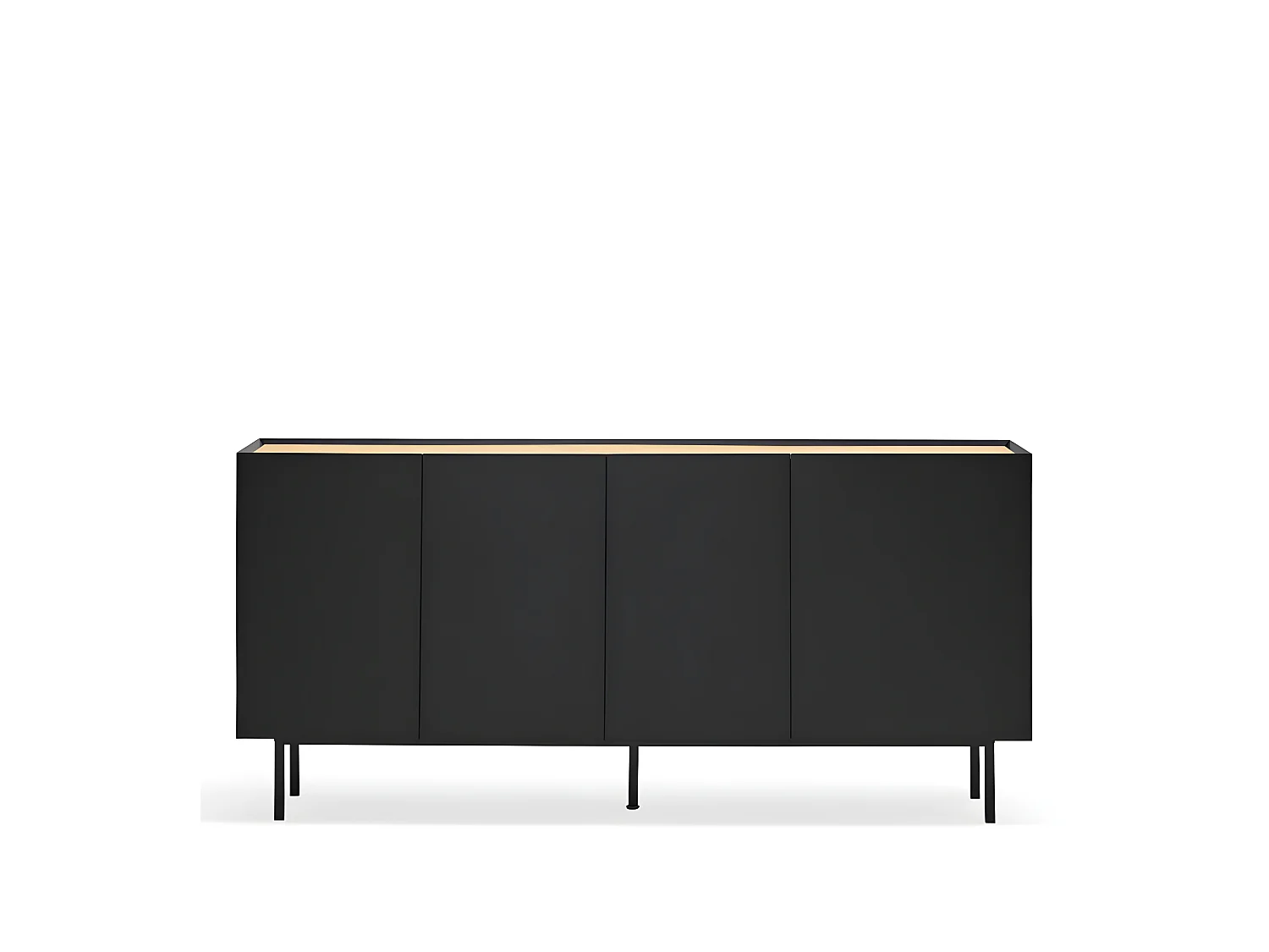 Arista - Buffet en bois 4 portes 3 tiroirs L165cm : Couleur - Noir