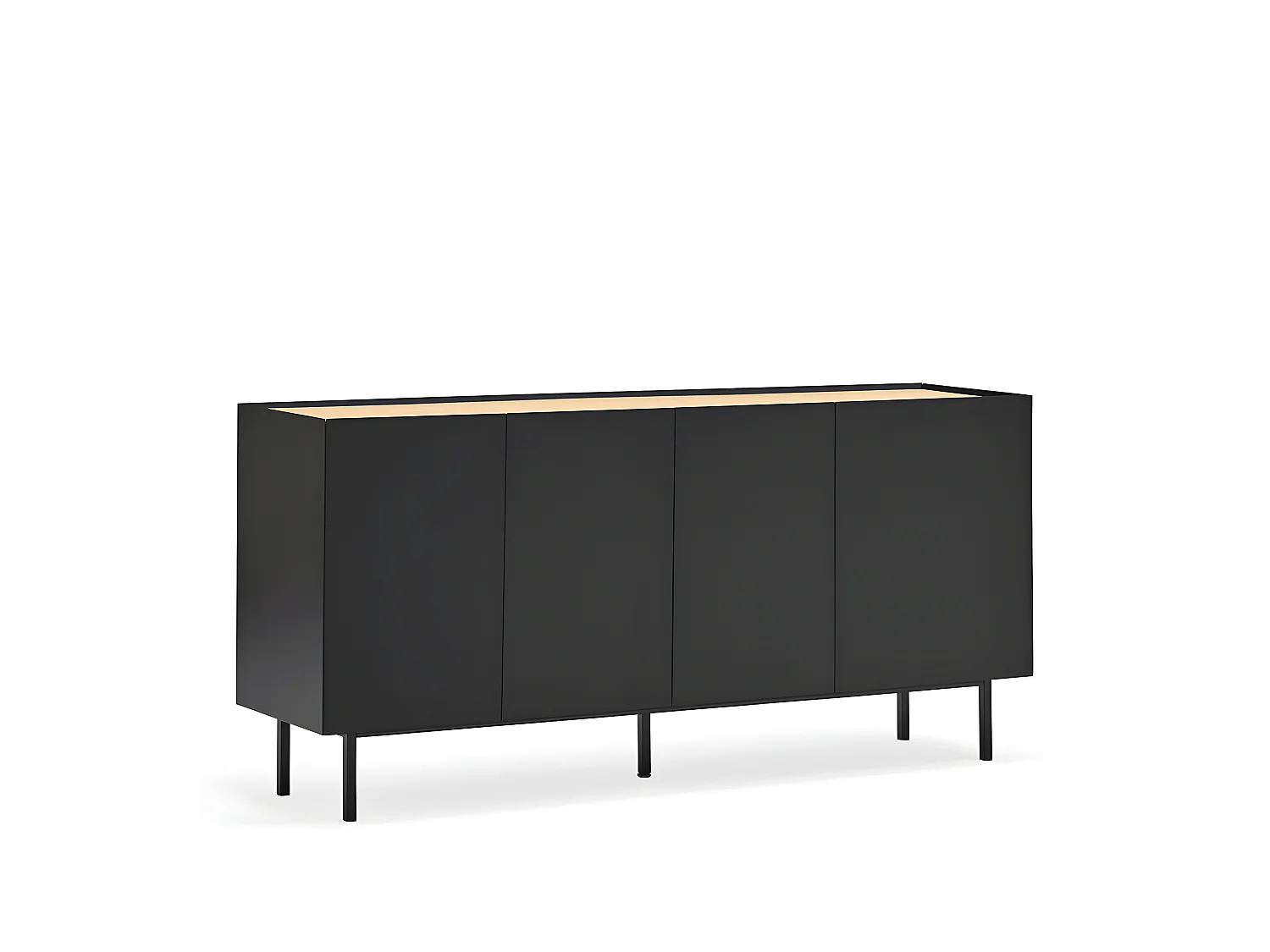 Arista - Buffet en bois 4 portes 3 tiroirs L165cm : Couleur - Noir