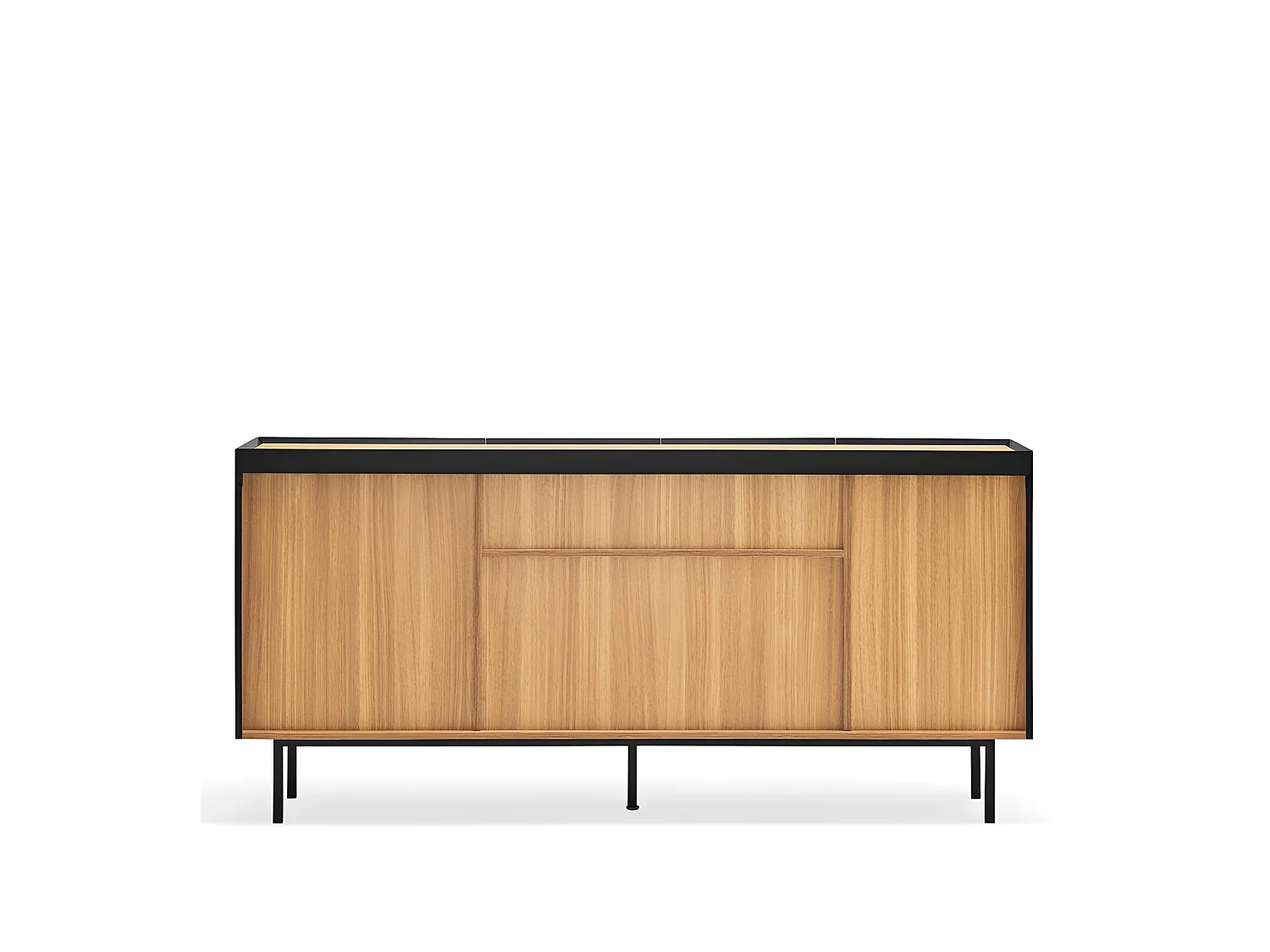 Arista - Buffet en bois 4 portes 3 tiroirs L165cm : Couleur - Noir