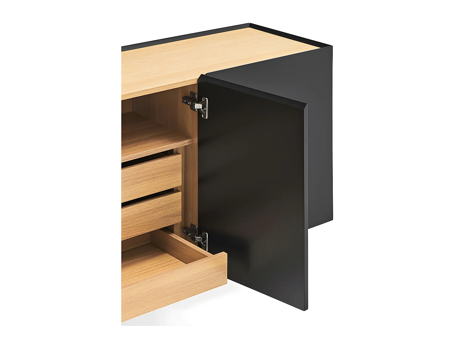 Arista - Buffet en bois 4 portes 3 tiroirs L165cm : Couleur - Noir