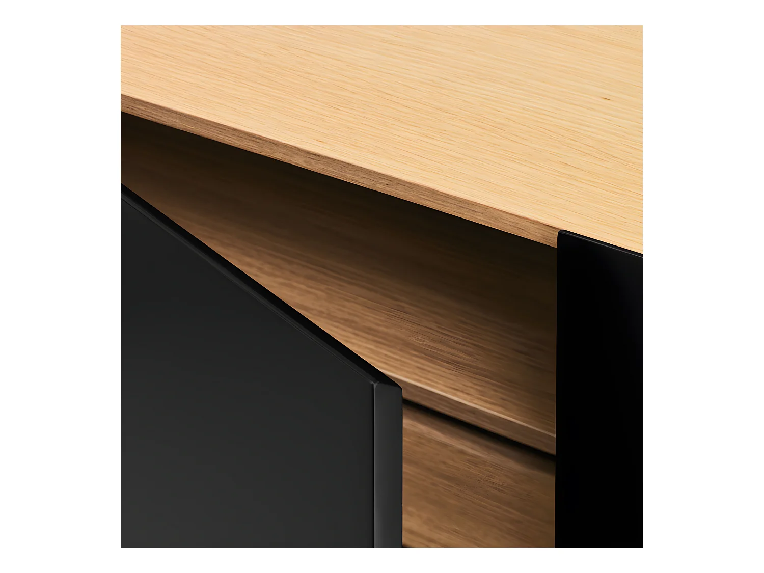 Arista - Buffet en bois 4 portes 3 tiroirs L165cm : Couleur - Noir