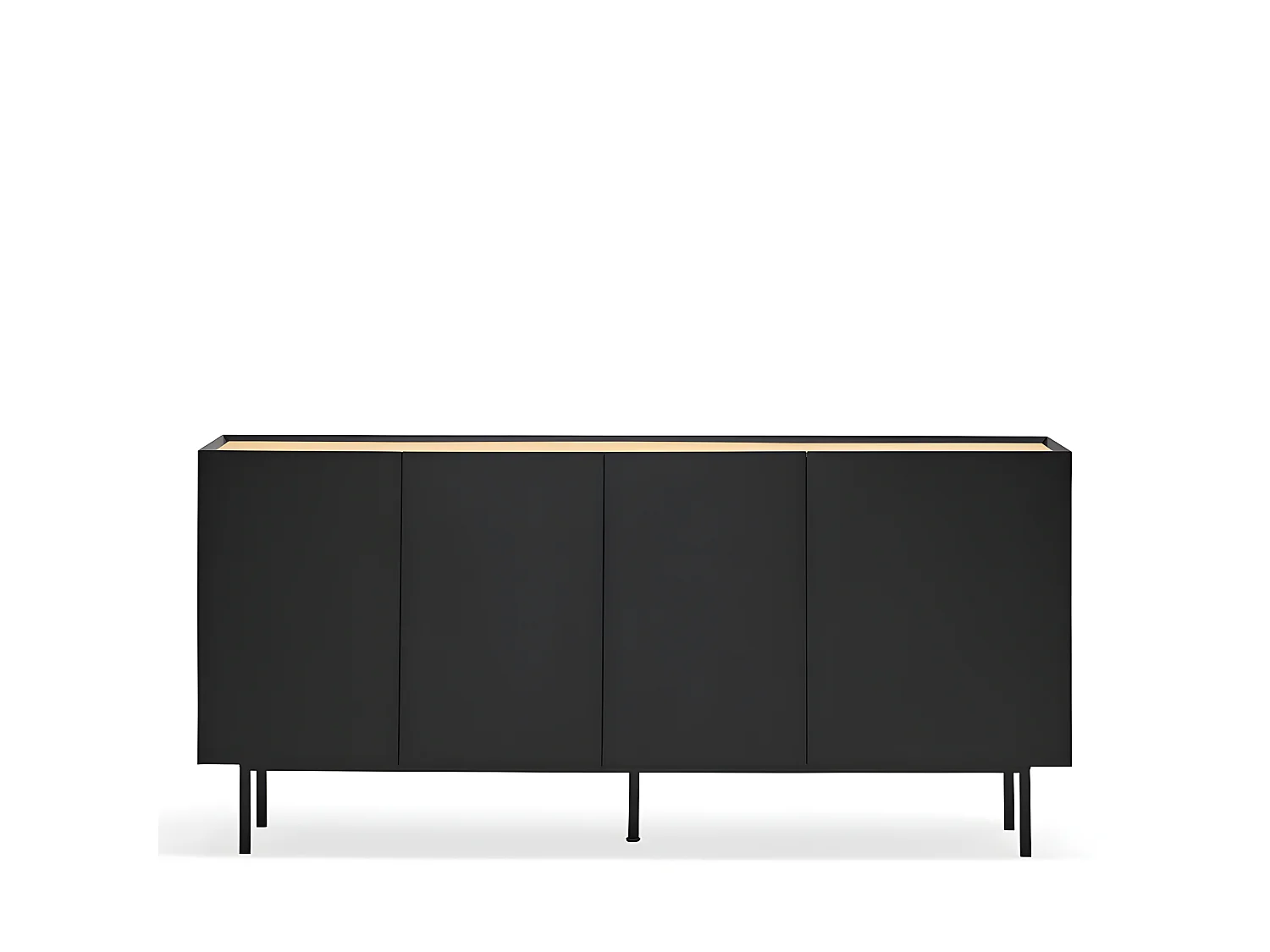 Arista - Buffet en bois 4 portes 3 tiroirs L165cm : Couleur - Noir
