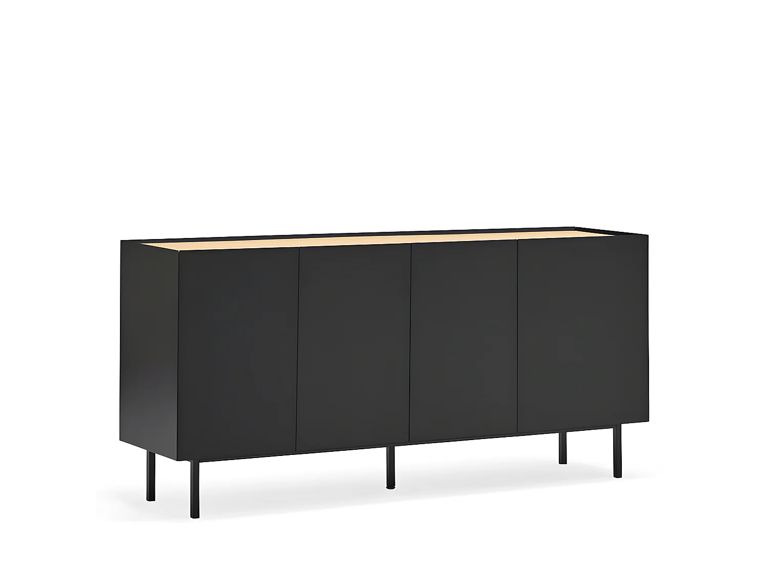 Arista - Buffet en bois 4 portes 3 tiroirs L165cm : Couleur - Noir