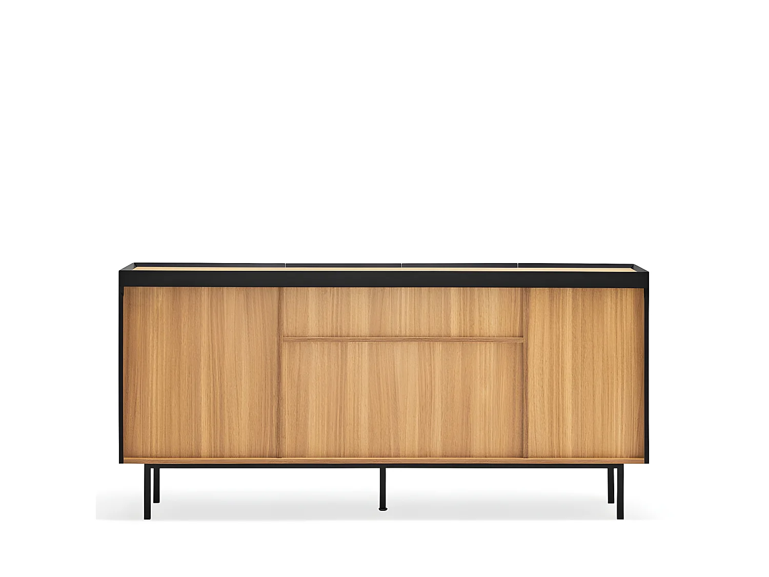Arista - Buffet en bois 4 portes 3 tiroirs L165cm : Couleur - Noir