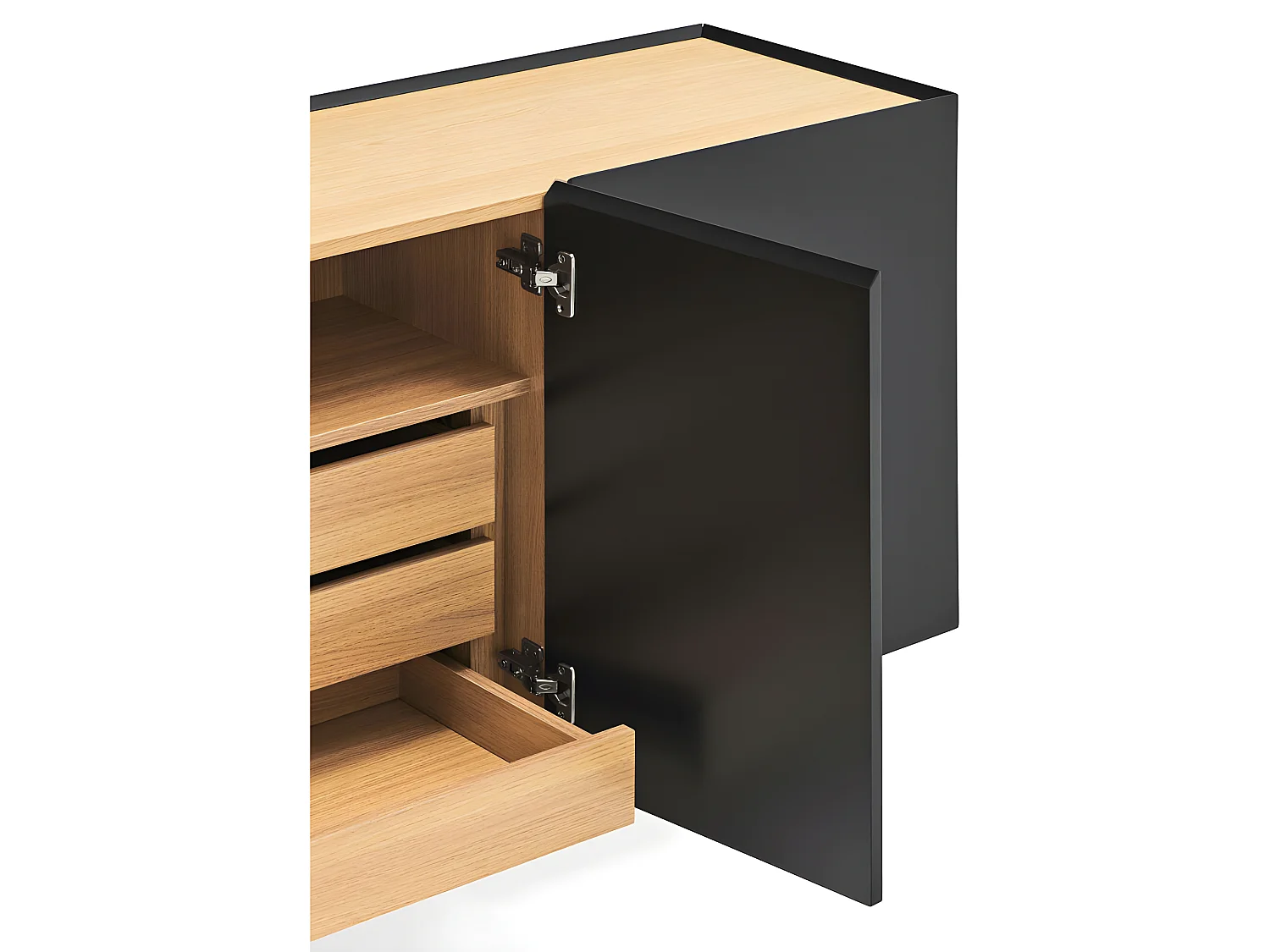 Arista - Buffet en bois 4 portes 3 tiroirs L165cm : Couleur - Noir